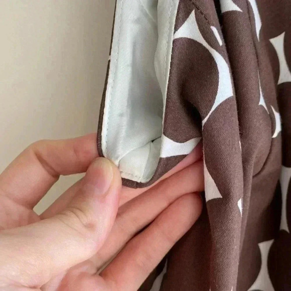 Nine West Brown and White Polka Dot Fit & Flare Dress, Belted Dress, Size 12 - Picture 5 of 16